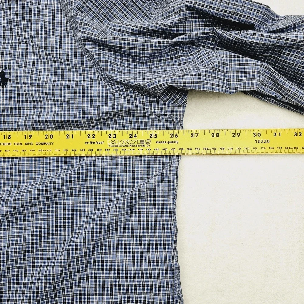 Polo Ralph Lauren Shirt Mens XL Stanton Classic Check Plaid Blue Long Sleeve Ivy